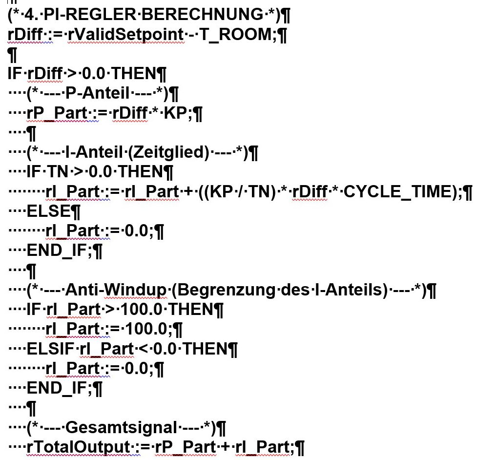 Steuerungs-Code, z. B. für SPS