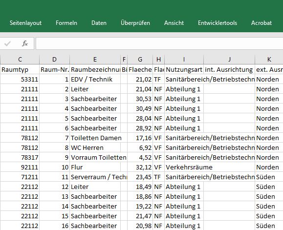 Raumbuch Tabellen